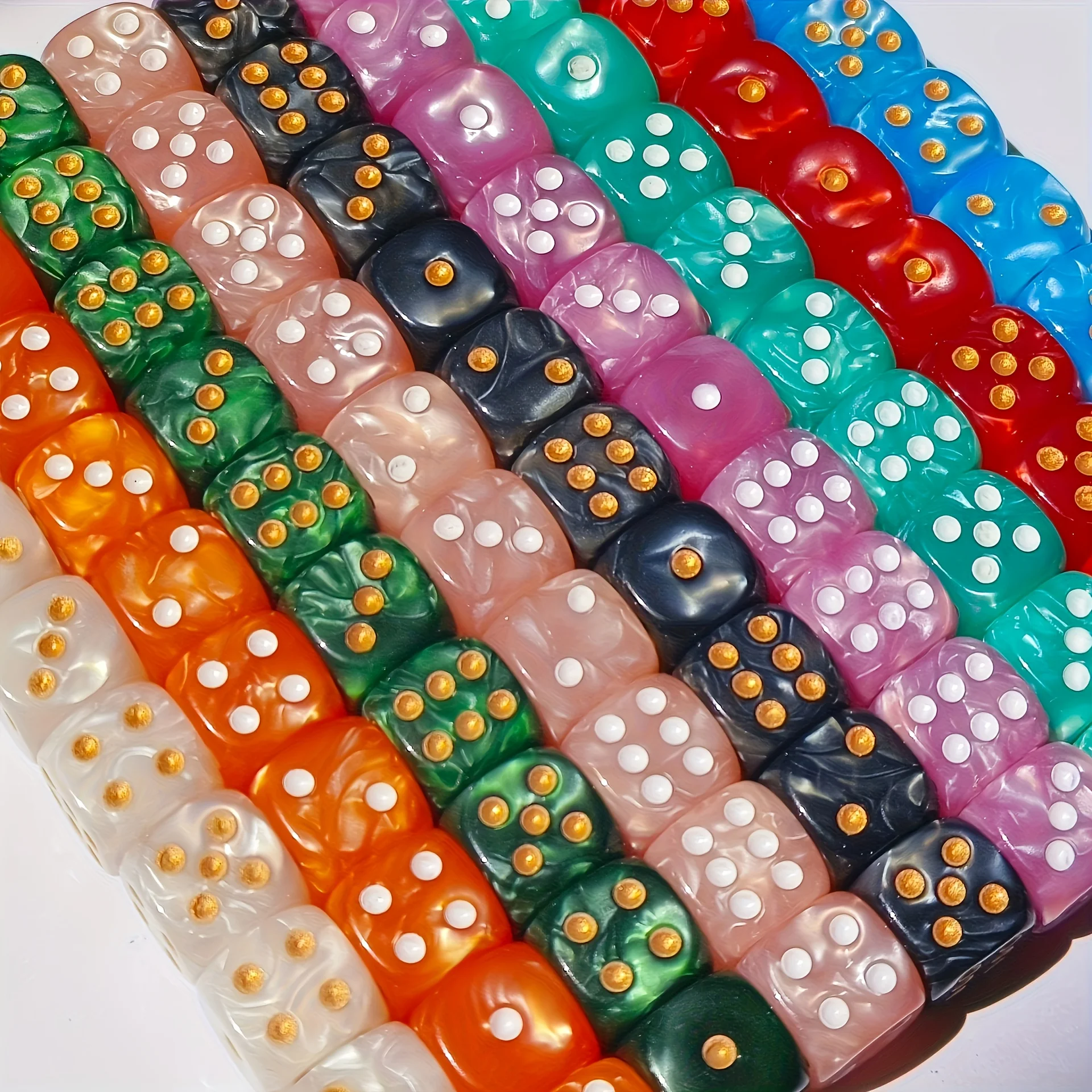 10개입 12mm 진주 무늬 D6 주사위, 둥근 모서리 - Party Games Board Game 리뷰 및 가격