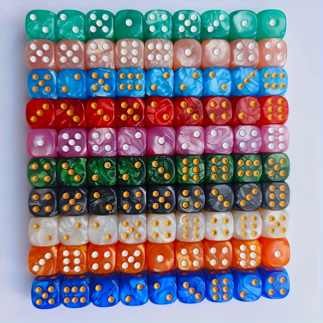 10개입 12mm 진주 무늬 D6 주사위, 둥근 모서리 - Party Games Board Game 리뷰 및 가격